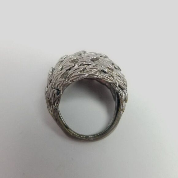 Vintage Textured Dome Ring, Silver Tone, Size 6, Fun Retro Design, Estate - Picture 5 of 6